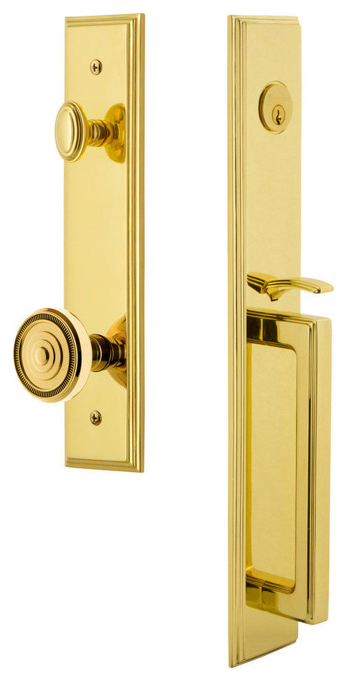 Carre' 1-Piece Dummy Handleset, D Grip and Soleil Knob, Lifetime Brass, 849177