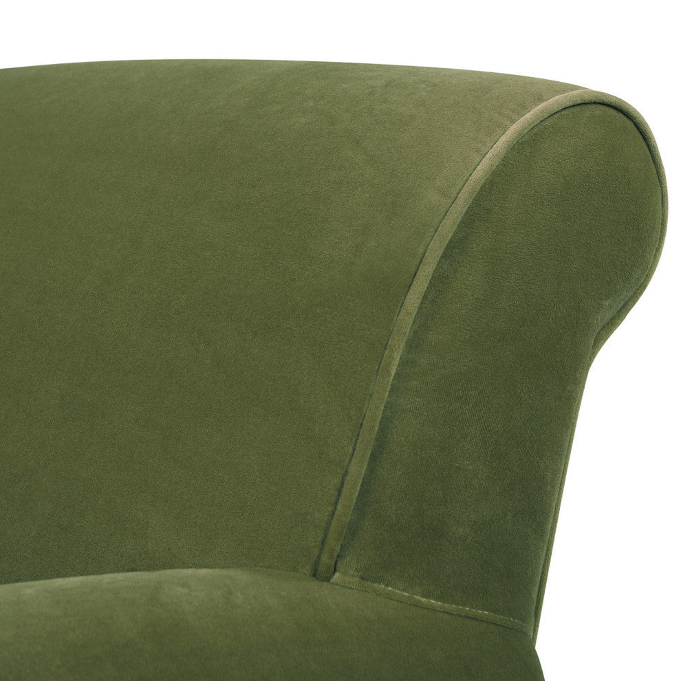 Alana 38" Lawson Accent Arm Chair, Metal Casters, Olive Green Performance Velvet