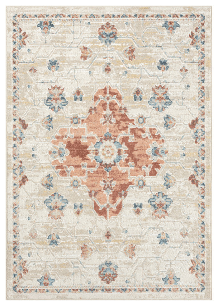 5' x 7' Ivory Medallion Area Rug