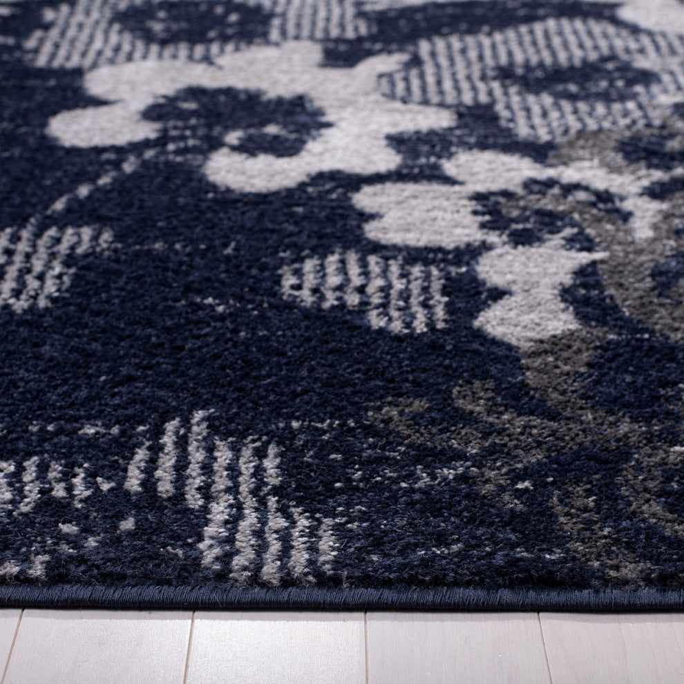 Safavieh Adirondack Adr114N Moroccan Rug, Navy/Silver, 4'0"x6'0"