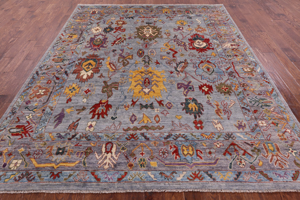 8' 2" X 9' 8" Hand-Knotted Turkish Oushak Wool Rug - Q12401