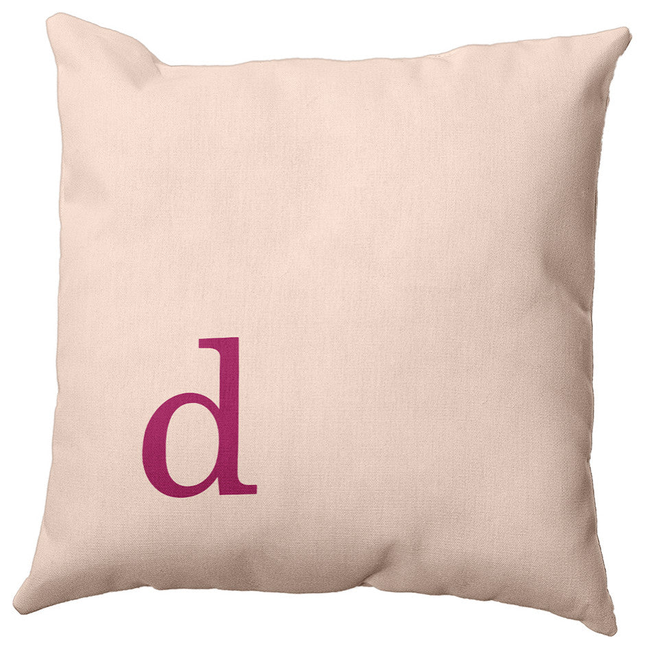 26"x26" Modern Monogram Decorative Throw Pillow, Dusty Rose