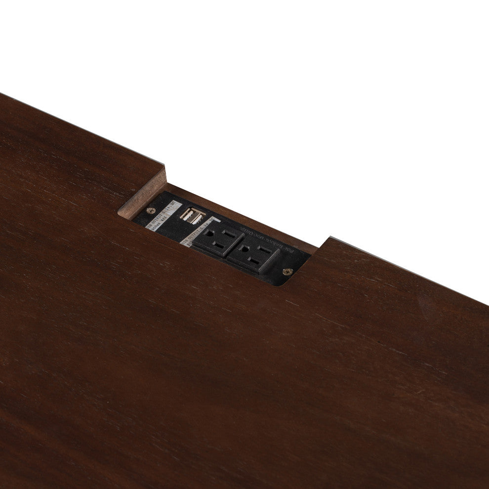 1 Drawer Wood Nightstand with USB Ports, Antique White