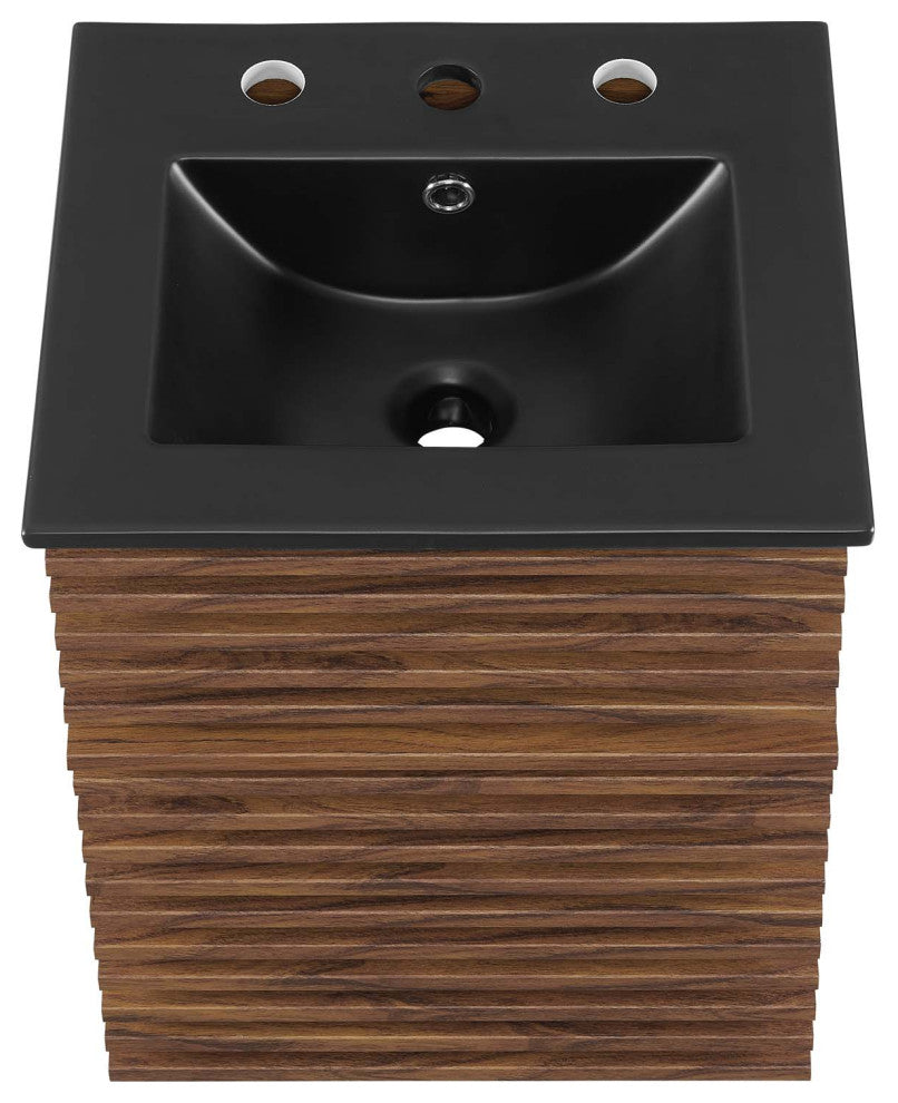 Render 18" Wall-Mount Bathroom Vanity, Walnut Black