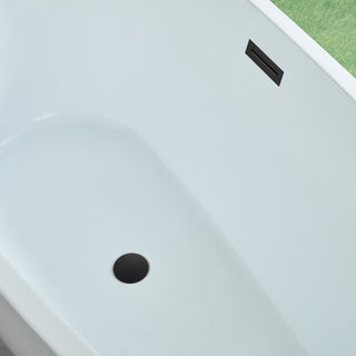 Freestanding Acrylic Bathtub, White/Matte Black, 59"
