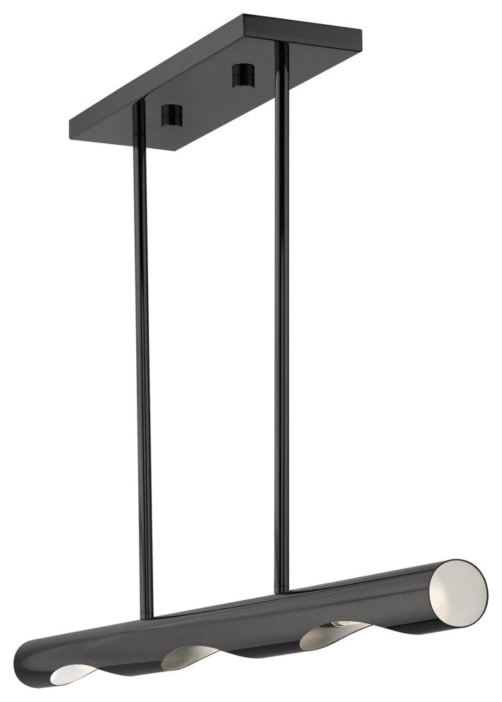 Black Chrome Contemporary, Minimal, Industrial, Urban, Sleek Linear Chandelier