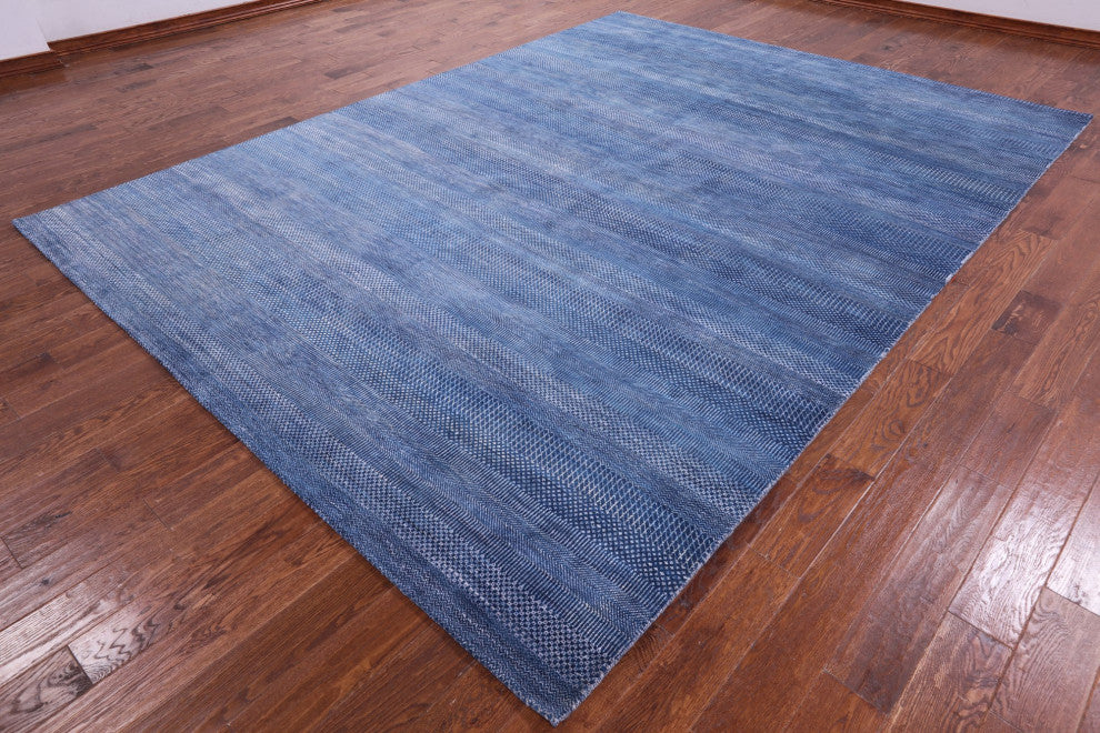 8' 11" X 12' 2" Wool and Silk Savannah Grass Handmade Rug Q11996