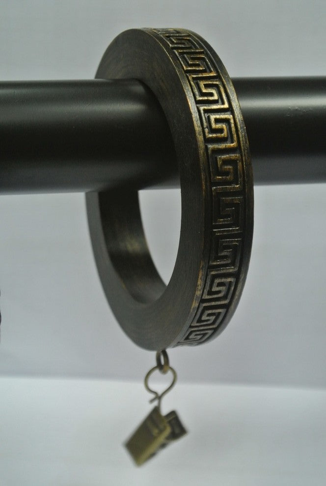 2 1/2" Greek Key Designer Curtain Rings, Burnt Gold, Set of 4
