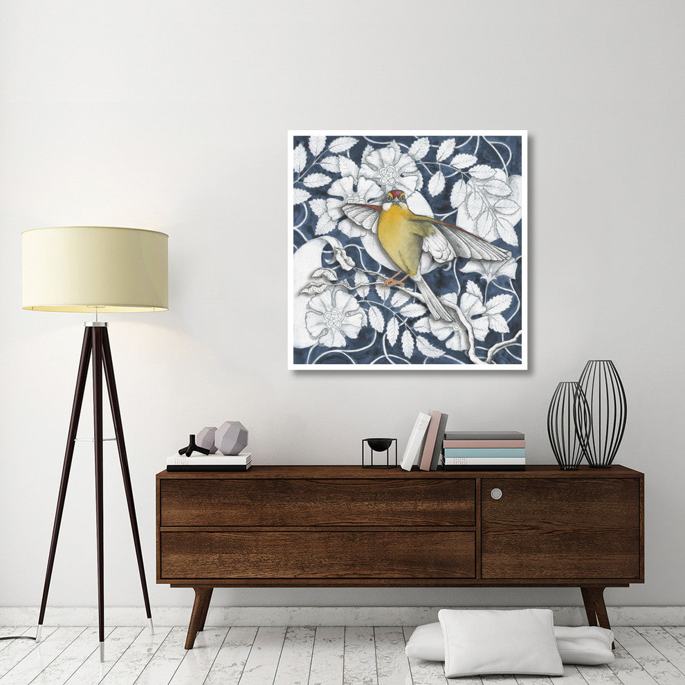 "Arts and Crafts Bird Indigo IV" Digital Paper Print by Elyse DeNeige, 42"x42"