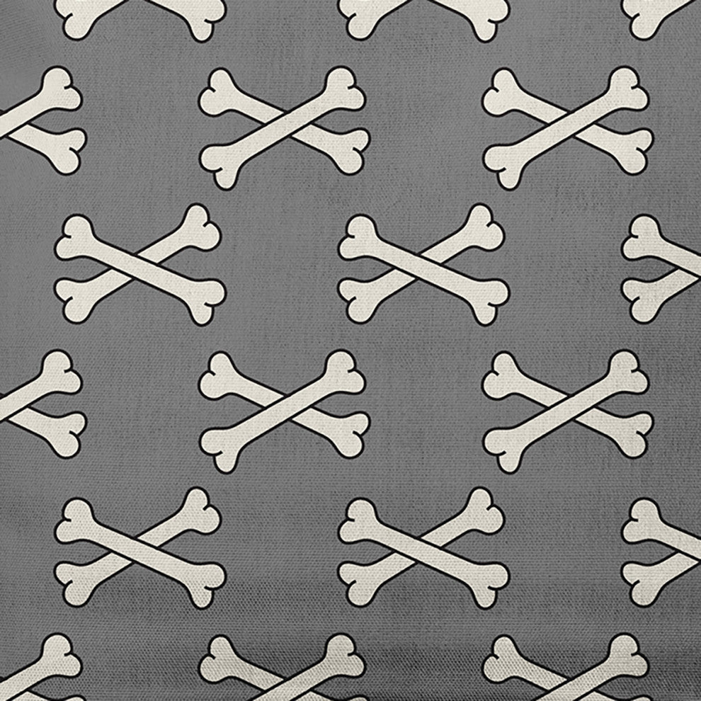 18"x18" Cross Bones Decorative Throw Pillow, Steel Gray