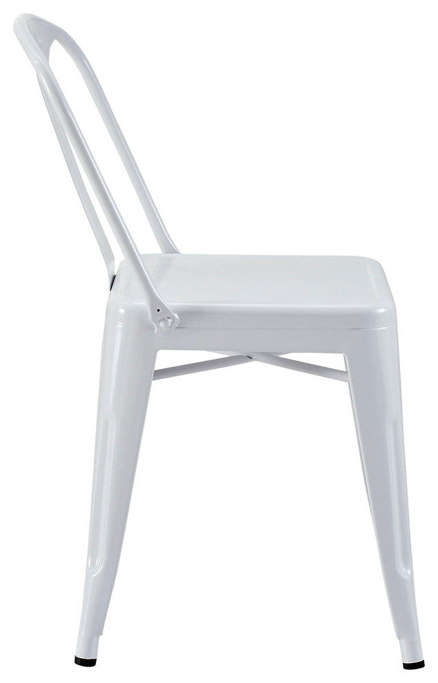 Modern Contemporary Kitchen Metal Dining Side Chair Set of 2 White