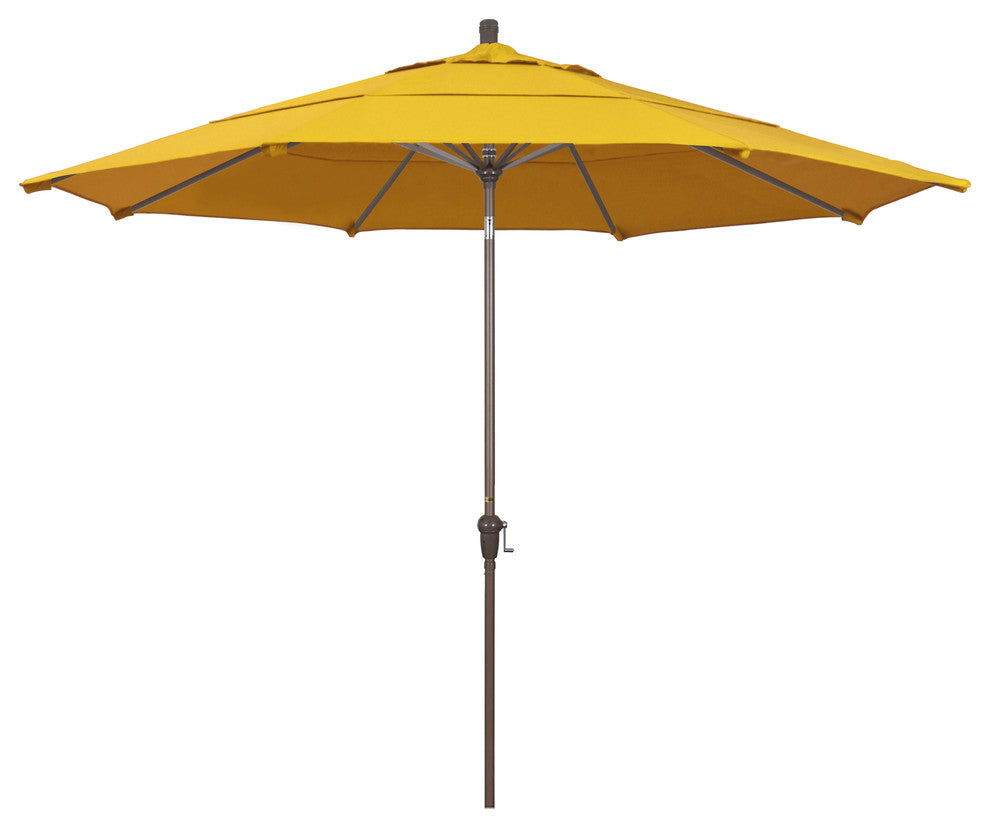 11' Champagne Auto-Tilt Crank Aluminum Umbrella, Lemon Olefin