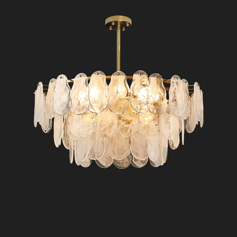 Cloude Modern 3 Tiered Cloud Glass Chandelier Adjustable Hanging Rod, 8-Light
