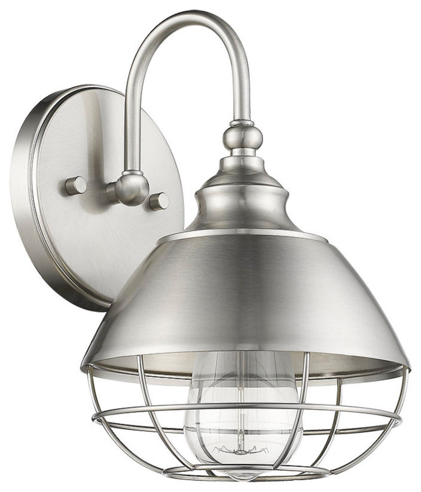 Industrial Screen styled Satin Nickel 1 Light Wall Sconce