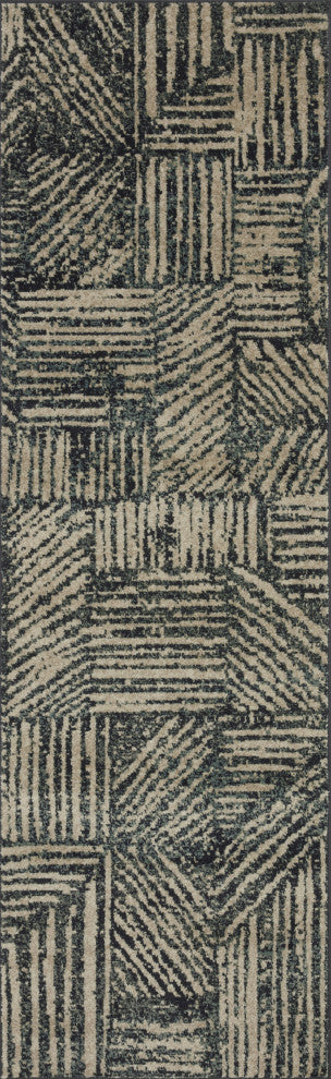 Loloi II Bowery BOW-01 Midnight, Taupe Sample Swatch