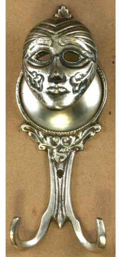 Mask Wall Hook Antique Silver