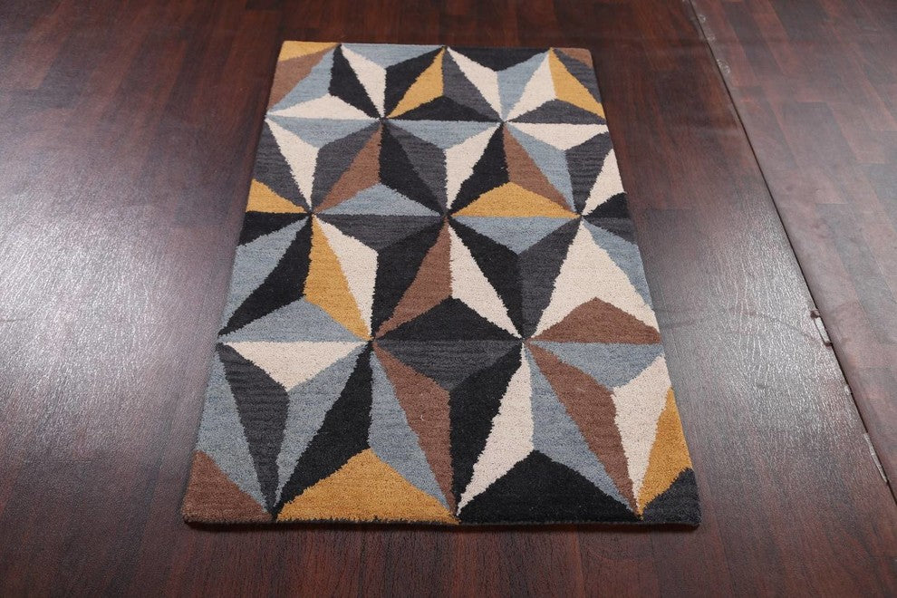 Cubic Design Hand Tufted Indian Oushak Oriental 100% Wool Area Rug, 3x5'