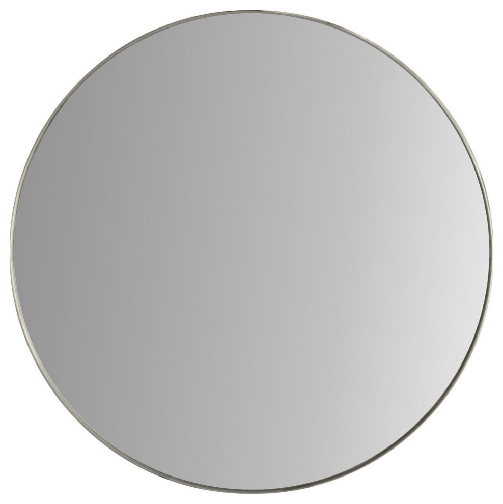 Cheyenne Framed Round Mirror, Nickel