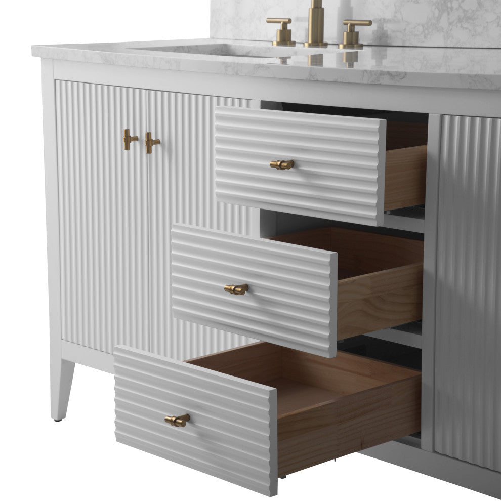 Vanity Art Freestanding Vanity, White, 72", Double Sink, Golden Brushed