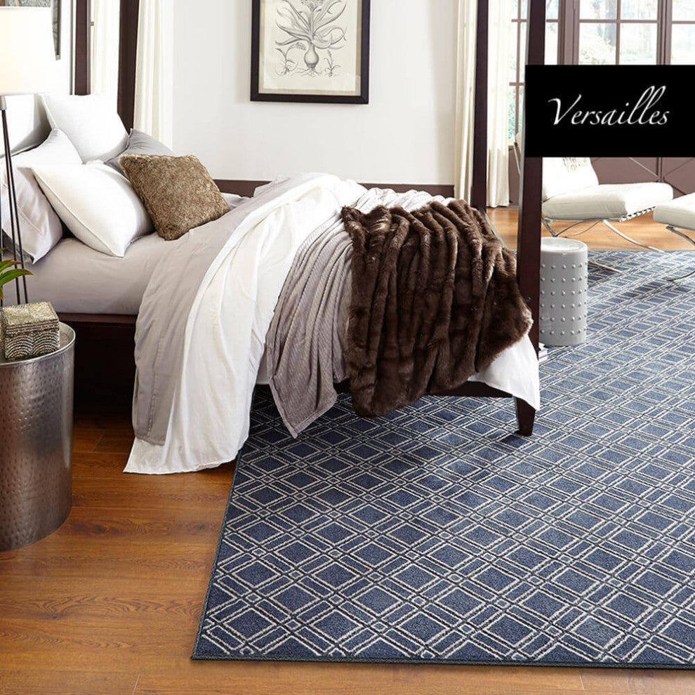 Versailles Pattern Indoor Carpet Area Rug Collection, Pacific, 4x10