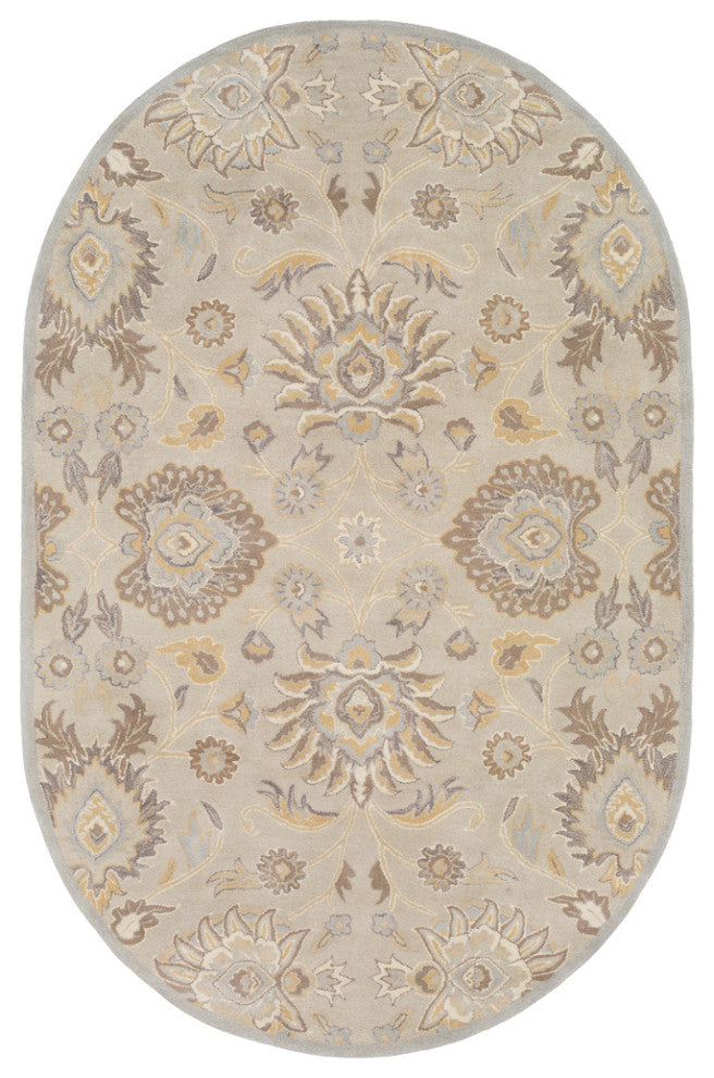 Surya Caesar CAE-1192 Traditional Area Rug, Light Gray, 6' x 9' Oval