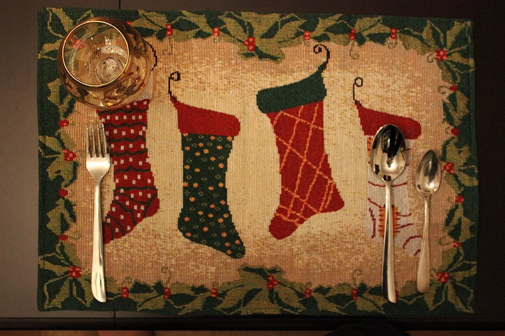 Tache 4-Piece Christmas Holiday Hang My Stockings By The Fireplace Placemat Set