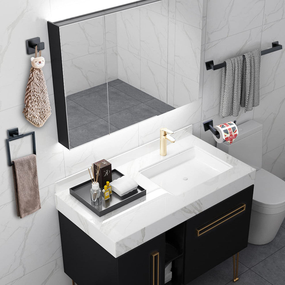 5-Piece Decorative Bathroom Hardware Set , Matte Black