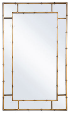Decorative Mirror Antiqued Gold Metal Bamboo Frame