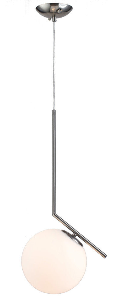 Iron Frame With Milk White Glass Ball Light Fixture, Satin Nickel