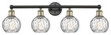 Athens Water Glass 4-Light 33" Bath Vanity Light, Black Antique Brass, Clear