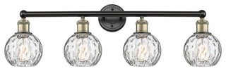 Athens Water Glass 4-Light 33" Bath Vanity Light, Black Antique Brass, Clear