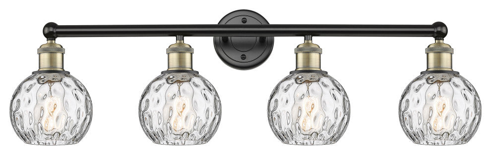 Athens Water Glass 4-Light 33" Bath Vanity Light, Black Antique Brass, Clear