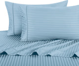 650 TC Striped Cotton Blend Sheet Set, Blue, California King