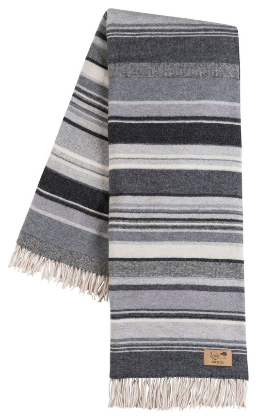 Milano Striped Merino Wool Throw, Black