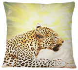 Ferocious Leopard At Sunrise Animal Throw Pillow, 16"x16"