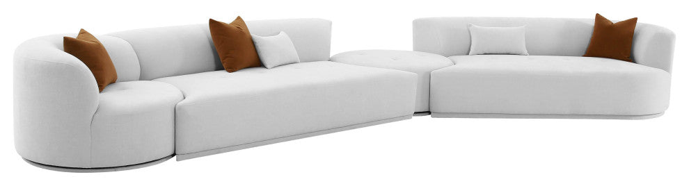 Fickle Grey Velvet 4-Piece Modular RAF Sectional - Grey