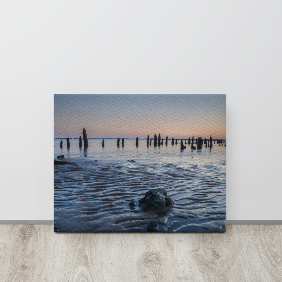 Low Tide At Battery Coastal Landscape Photo Canvas Wall Art Print, 16" X 20"
