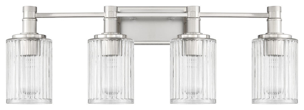 Concord 4-Light Bathroom Vanity Light, Silver and Polished Nickel