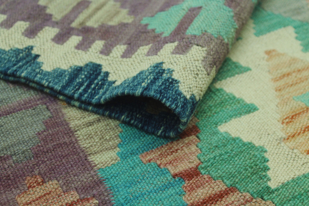 Sun Faded Kilim Aidana Blue/Green Rug, 3'11x5'8