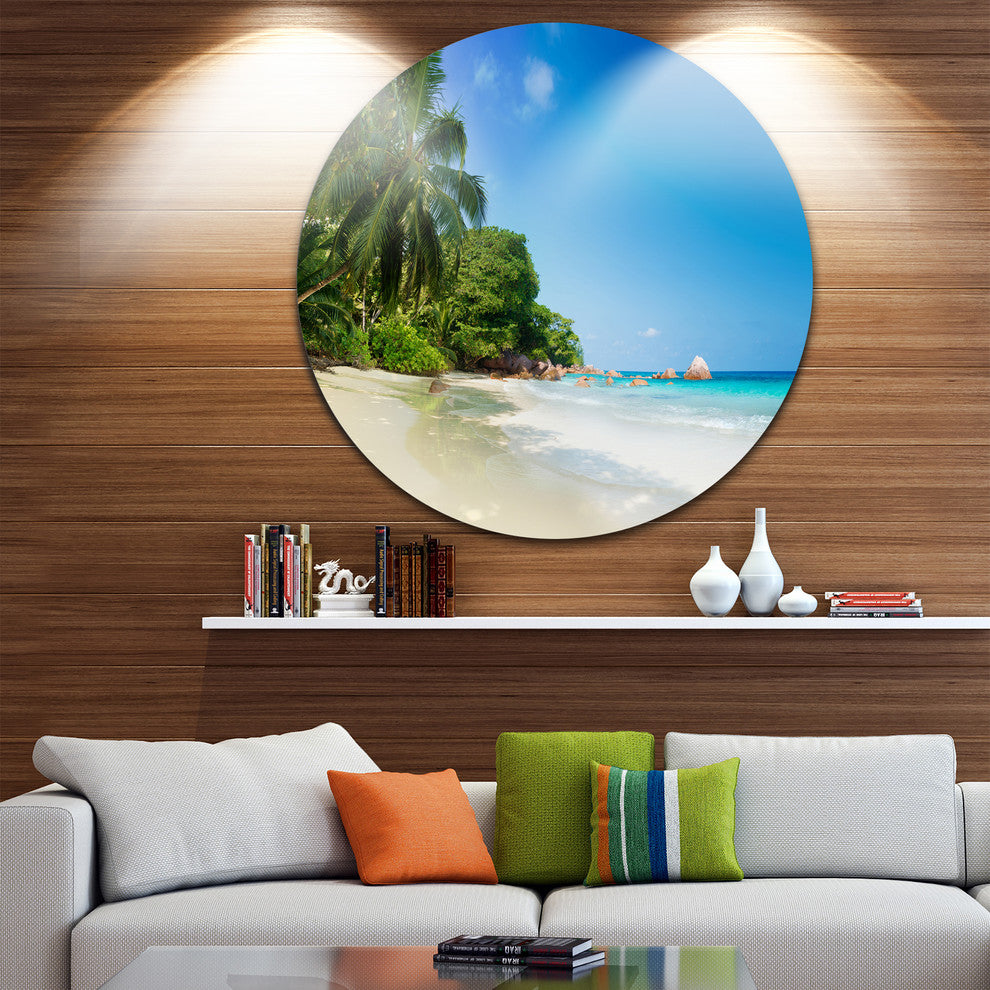Beautiful Praslin Island Seychelles, Seascape Round Wall Art, 23"