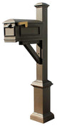 Westhaven System With Lewiston Mailbox, Square Base, Pyramid Finial, Bronze