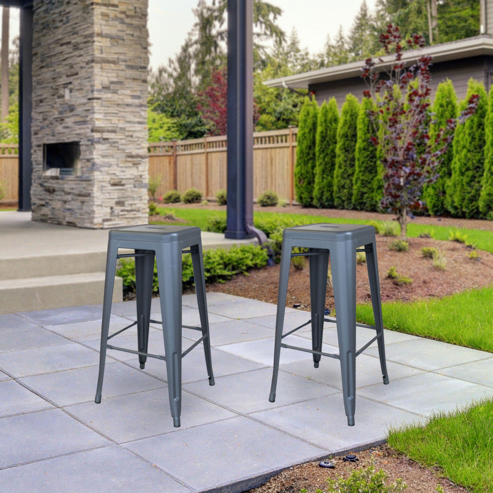 Amerihome Indoor/Outdoor 30" Metal Bar Stools, Set of 2
