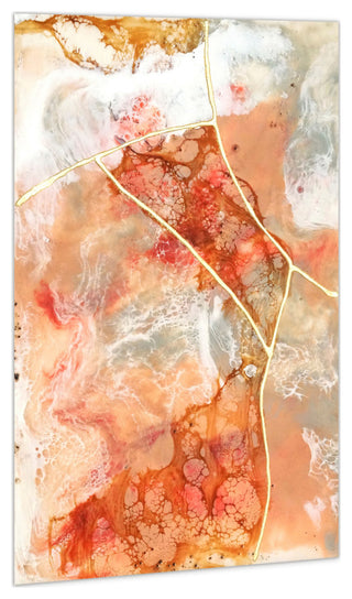 Coral Abstract Wall Art Printed on Frameless Free Floating Tempered Glass Panel