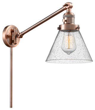 Large Cone 1-Light LED Swing Arm Light, Antique Copper, Glass: Seedy