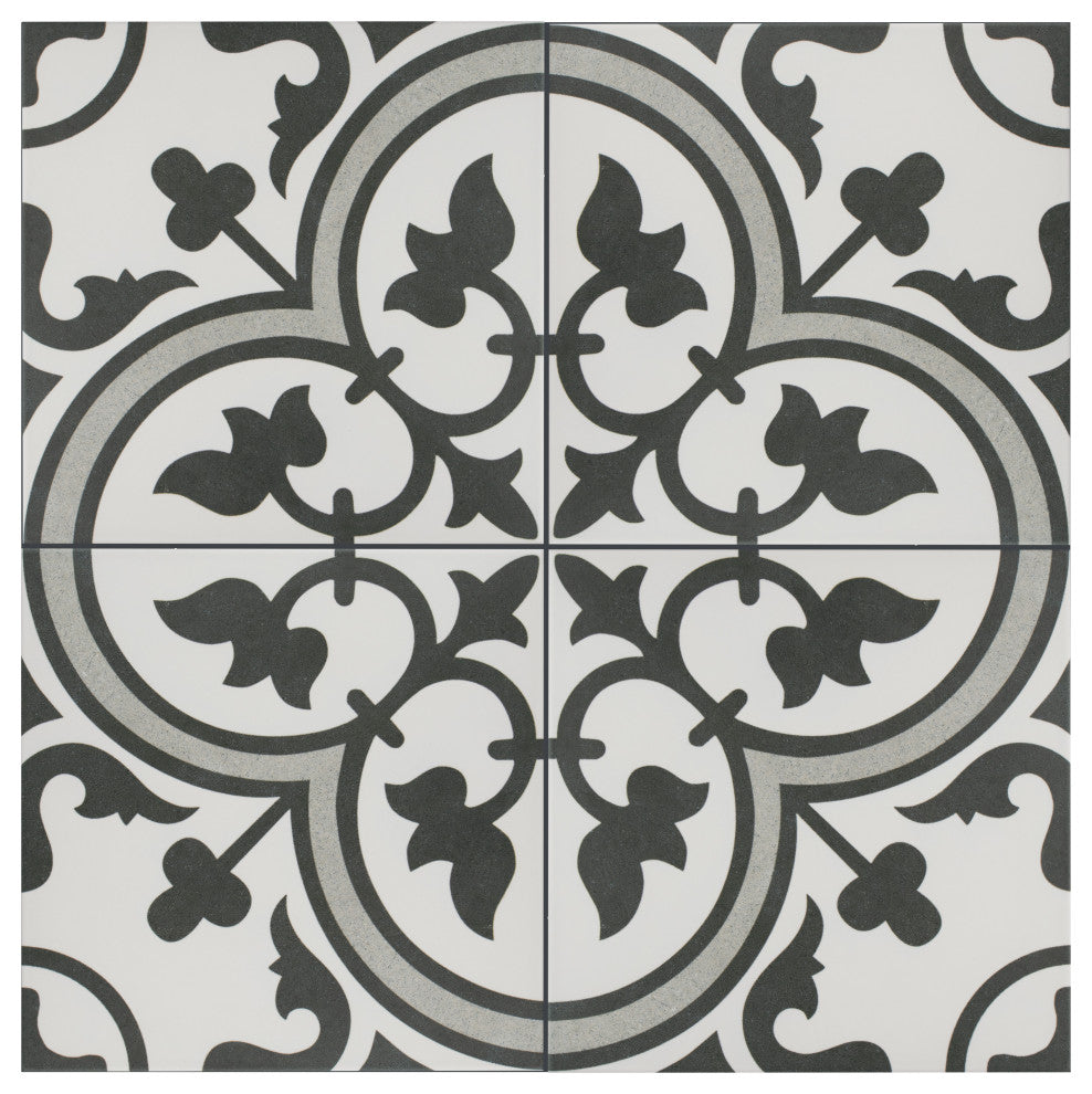 Arte Encaustic Porcelain Floor and Wall Tile, Grey