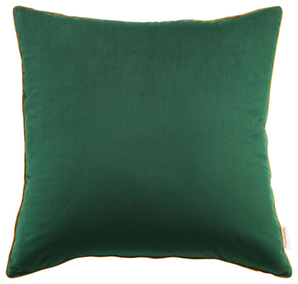 Accentuate 24" Performance Velvet Throw Pillow, Green Cognac