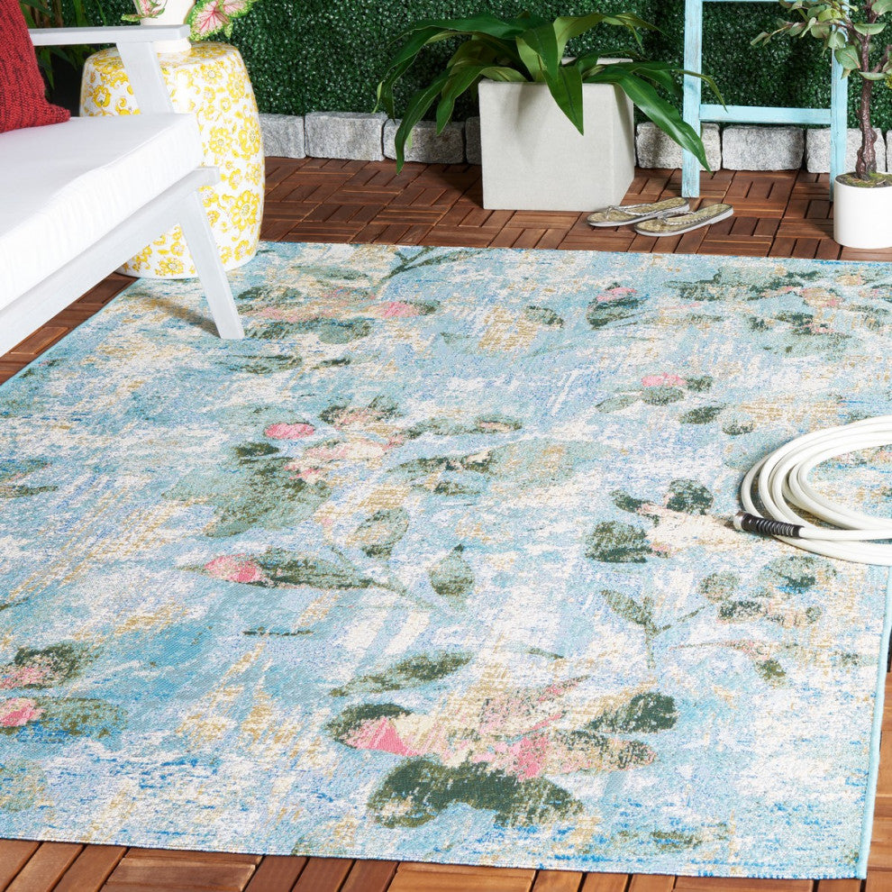 Safavieh Barbados Collection Indoor-Outdoor, BAR522 Rug, Light Blue/Green, 4'x6'