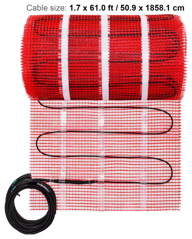 VEVOR Floor Heating Mat Copper Core Electric Warm Tile, 100 Sq.ft 1200w