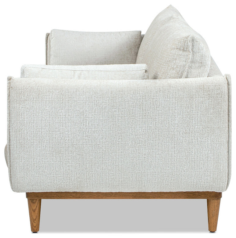 Haven 83" Oak Wood Flange Arm Sofa, Marled Gray Chenille