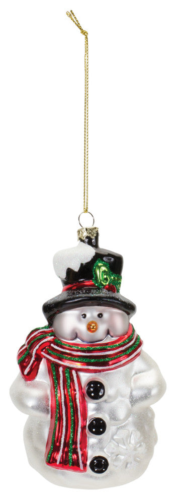 Glittered Glass Snowman Ornament, Set of 6